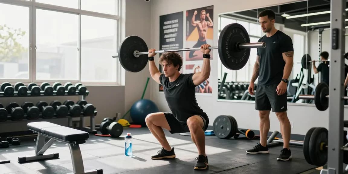 Global Pharma Steroids: Athlet mit Hanteltraining in modernem Fitnessstudio, gesundheitsbewusst und fokussiert.