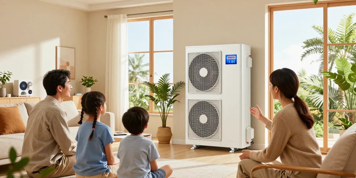 Family exploring benefits of wärmepumpe bosch in a cozy home environment with energy-efficient appliances and natural light.