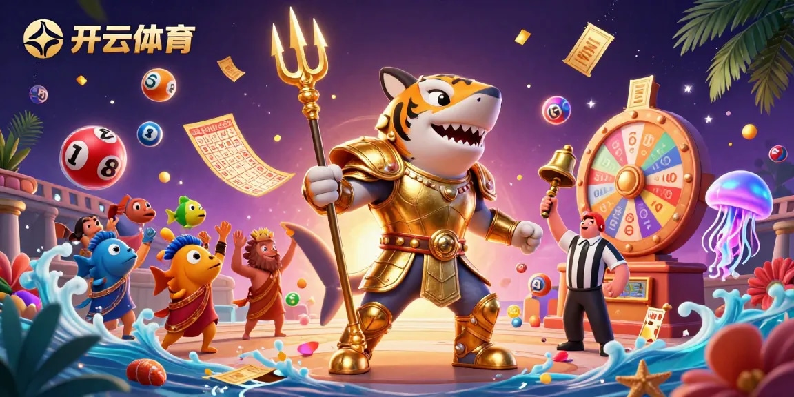 Get ready to win with 开云体育 in a dynamic underwater casino scene featuring vibrant lottery elements.