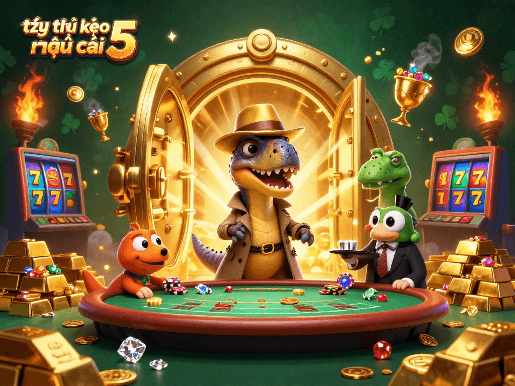 Experience the thrilling action of tỷ lệ kèo nhà cái 5 with a velociraptor at the blackjack table