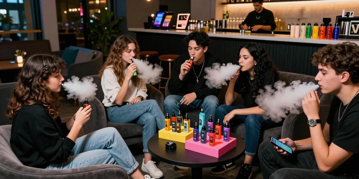 Erlebe die Vielfalt der RandM Vapes hier weiterlesen in einer modernen Vape Lounge mit Freunden.