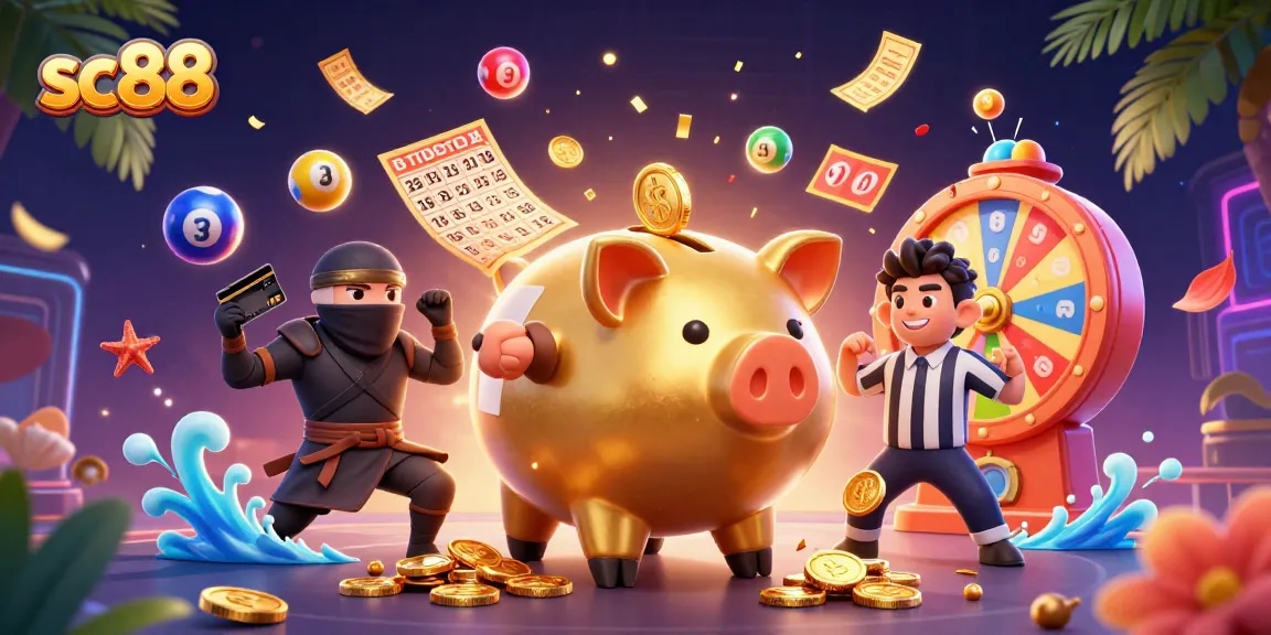 Experience the excitement of sc88 with a vibrant 3D casino scene featuring lively characters and dynamic elements.
