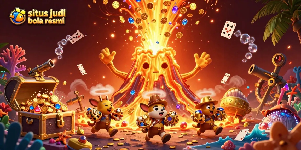 Engage in thrilling wins at situs judi bola resmi, featuring a lively treasure eruption scene.
