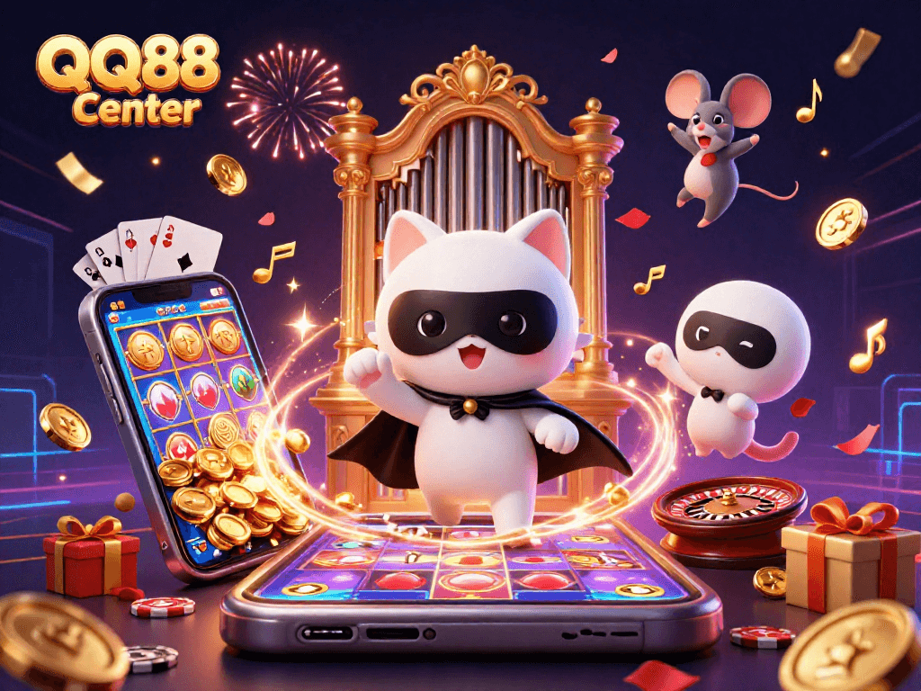Experience thrilling gameplay and rich rewards at QQ88 Center with vibrant casino elements.