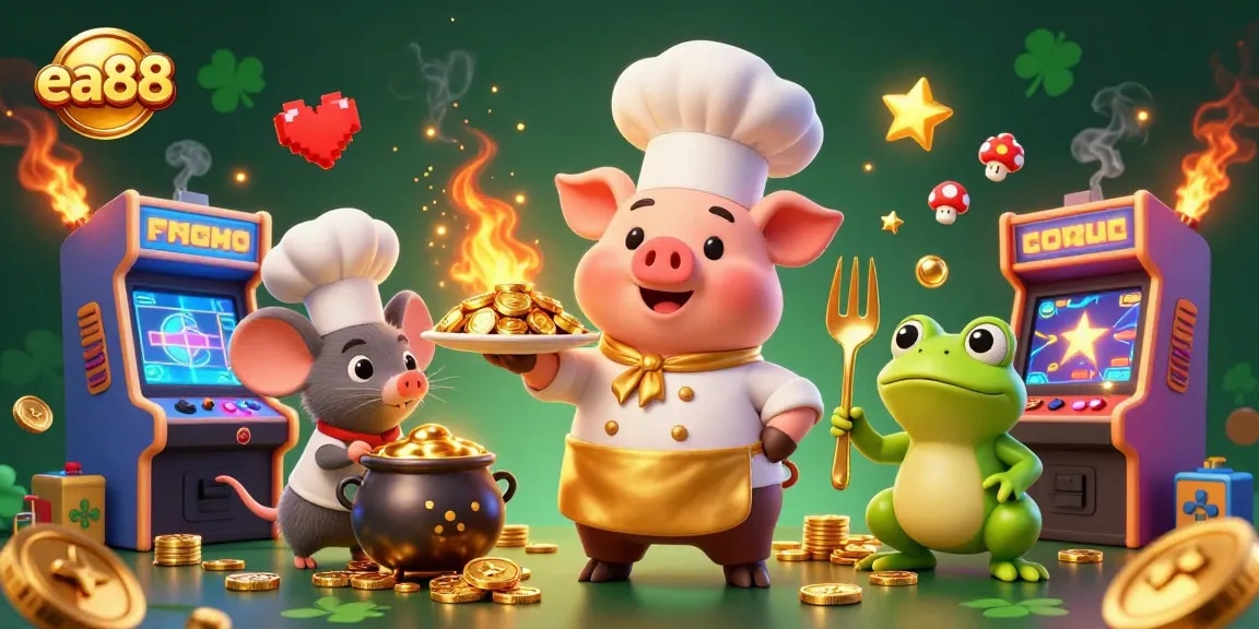 Experience the excitement of winning with ea88 through unique gambling visuals of chefs and treasures.