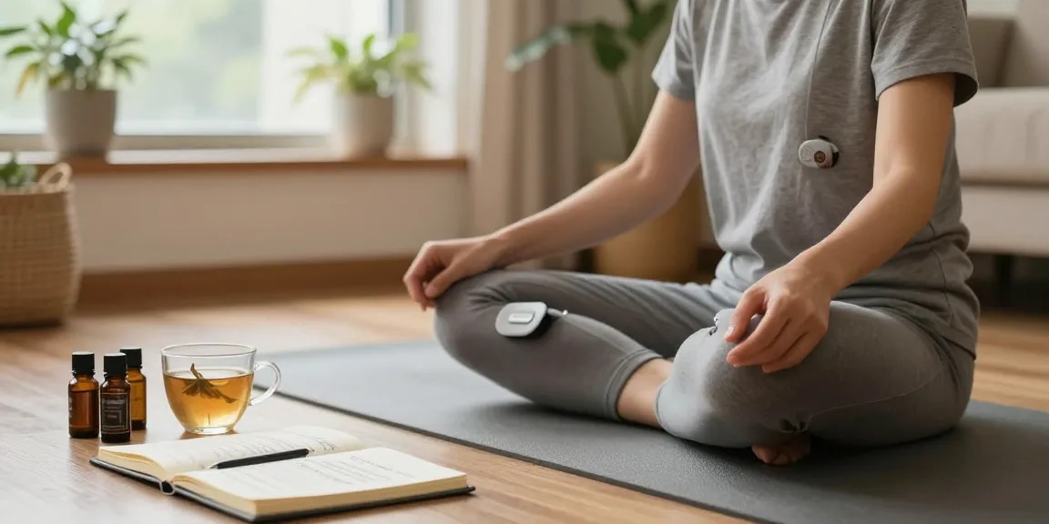 Vagusnervstimulation gerät testsieger used in a tranquil home setting, emphasizing relaxation and wellness.
