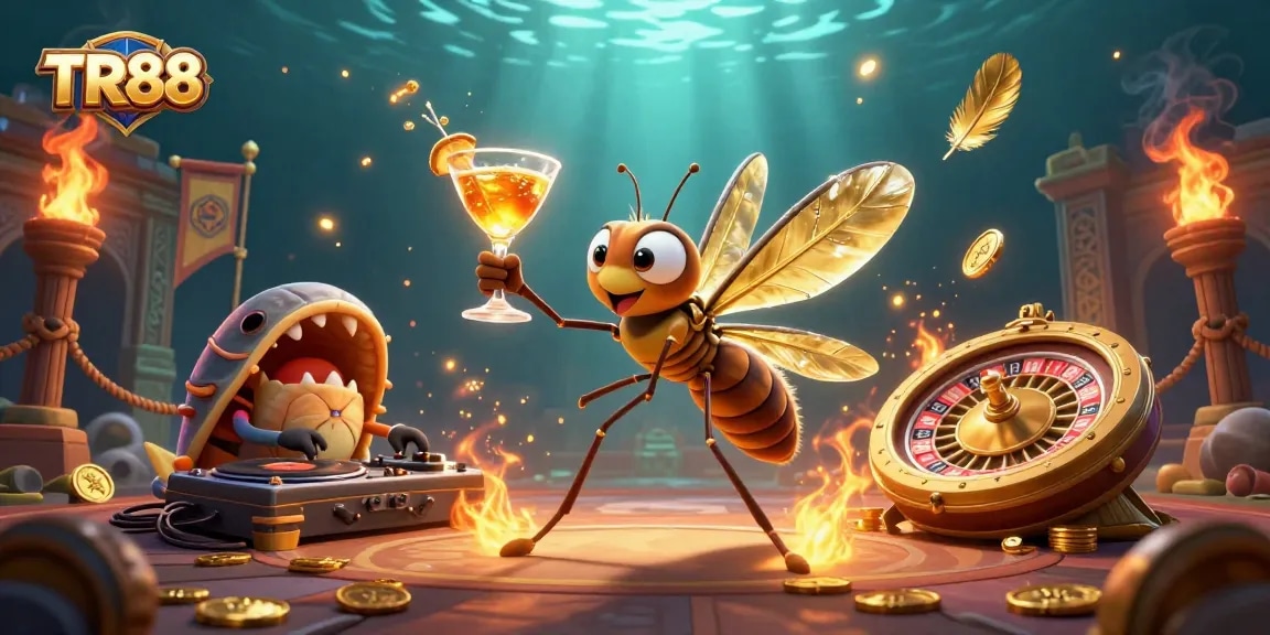Win big with TR88 at this vibrant, action-packed 3D casino scene featuring exciting game elements.