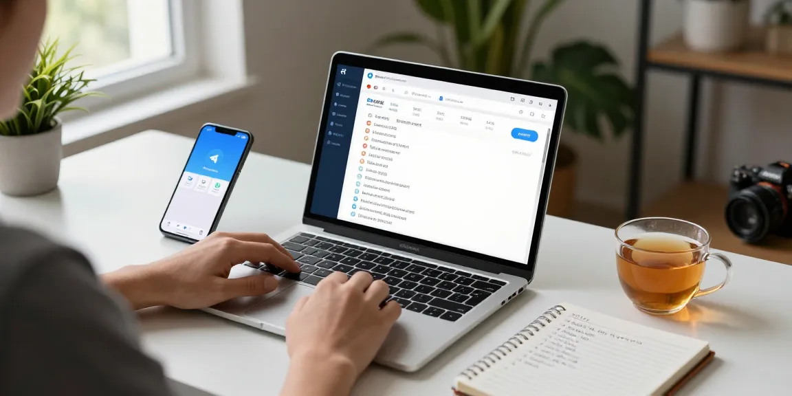 Configure Telegram Chinese language settings in a modern home office setup with language packs displayed on the laptop screen.