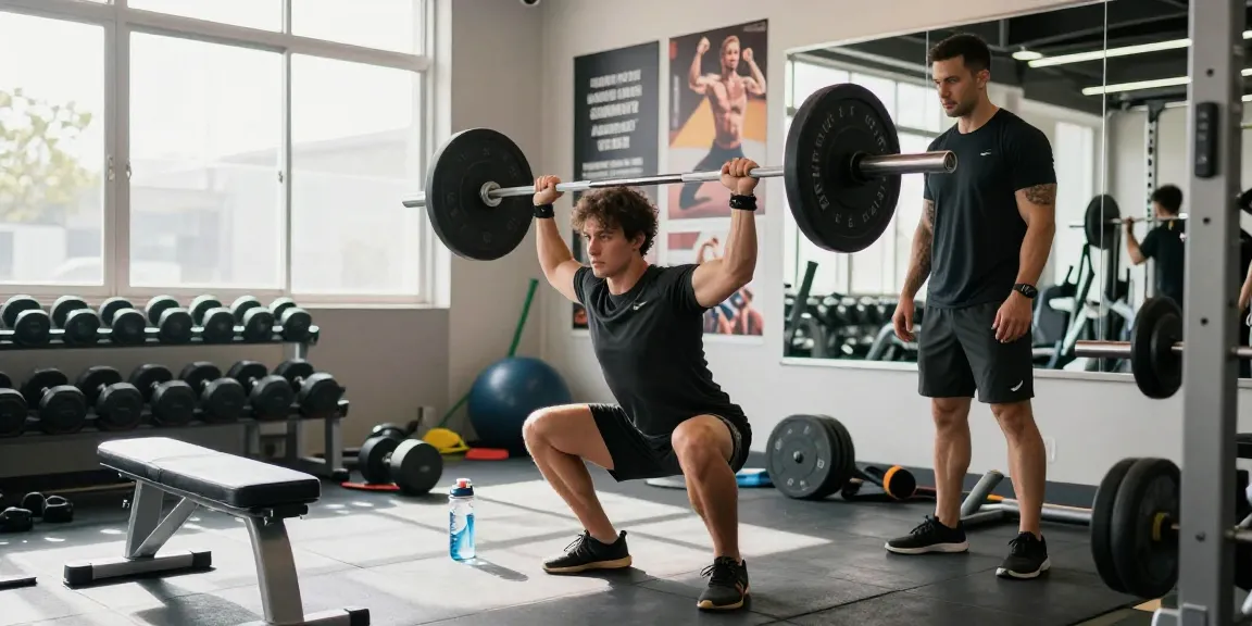 Global Pharma Steroids: Athlet mit Hanteltraining in modernem Fitnessstudio, gesundheitsbewusst und fokussiert.