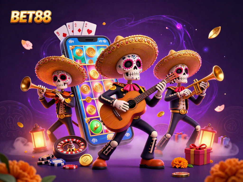 BET88 chinh phục thế giới casino với băng nhạc mariachi và trò chơi slot sôi động.