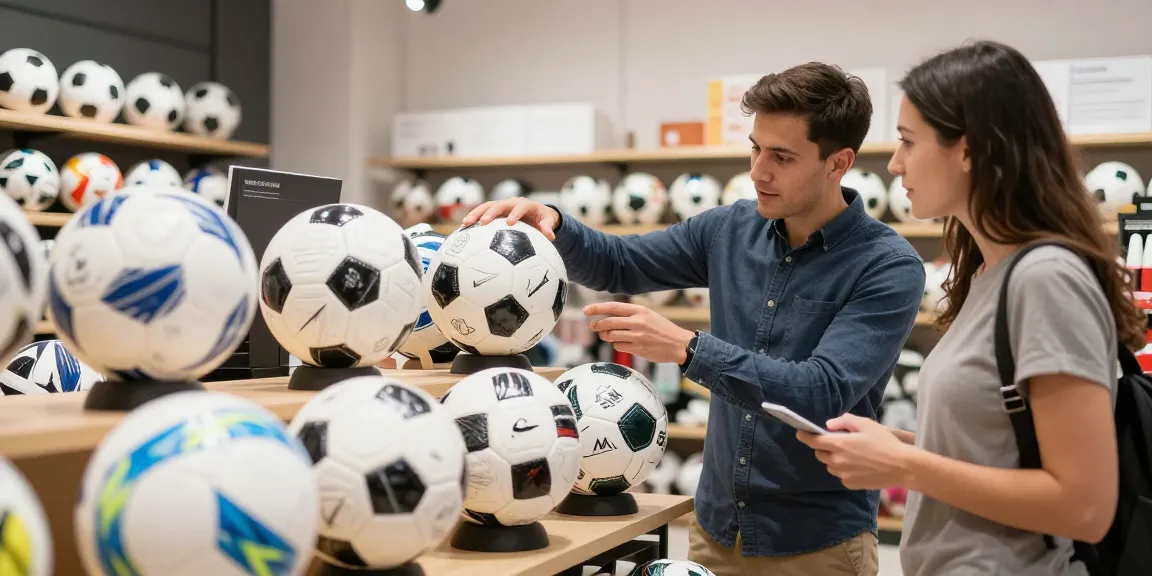 Fußball Online Shop mit einer großen Auswahl an hochwertigen Bällen in einladender Einkaufsatmosphäre.