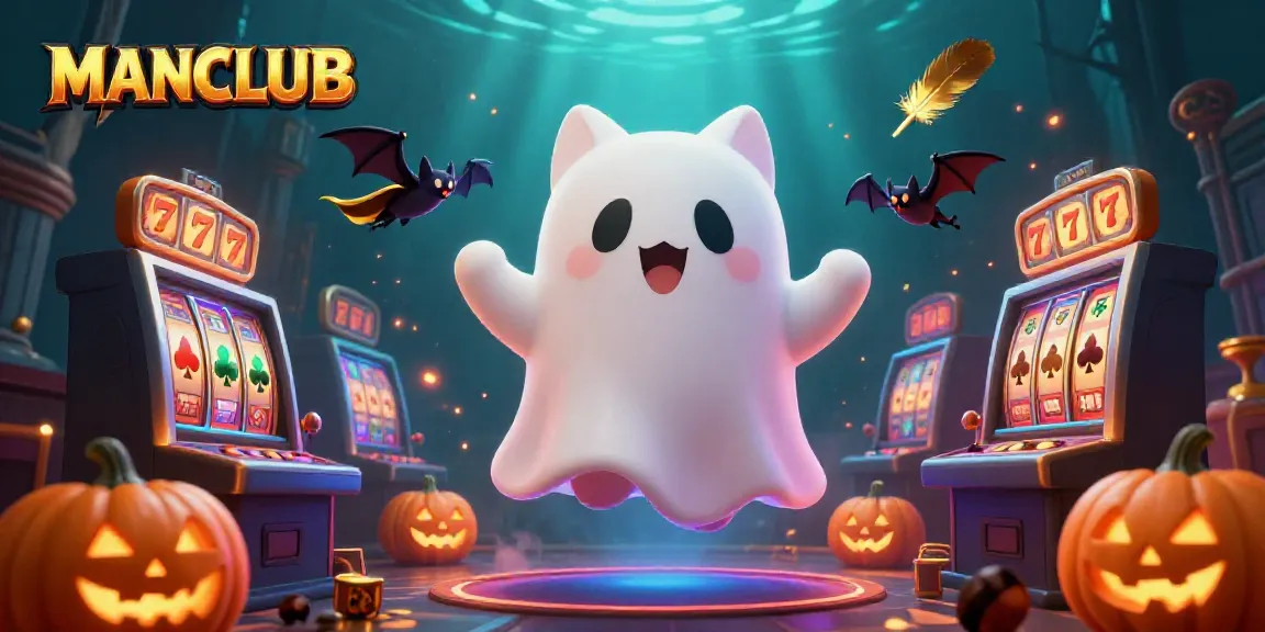 Engage with the vibrant casino spirit through the ghost cat in the MANCLUB illustration.
