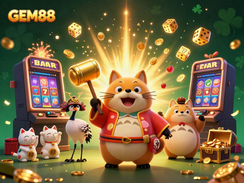 Experience jackpot thrills with GEM88, where cheerful characters and vibrant slot games come alive.