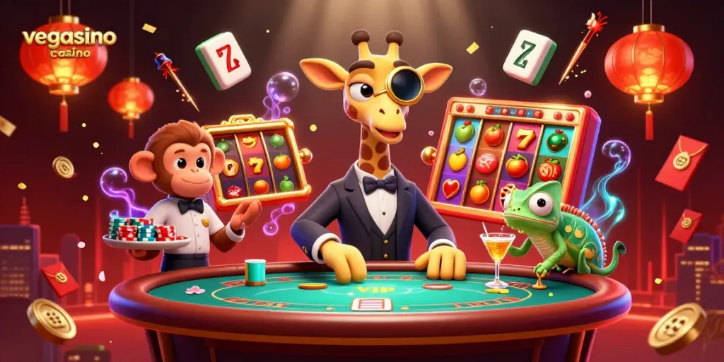 Experience the thrill at vegasino casino with a high-roller giraffe and lively atmosphere!