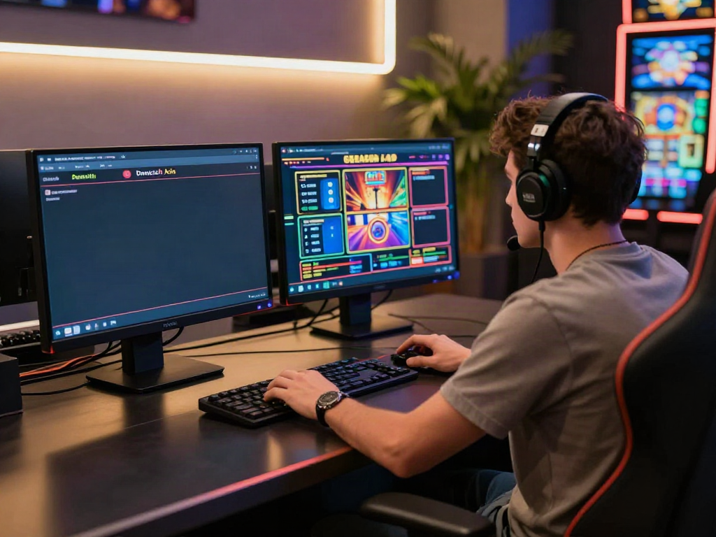 Dewacash Asia online betting scene depicting a player engaging with live casino games at a modern setup.