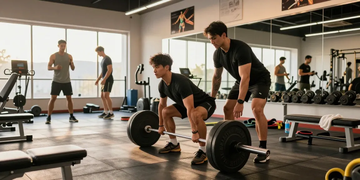 Selliza Shop: Athlet trainiert im Fitnessstudio mit Gewichten und Unterstützung.