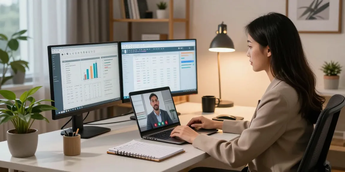 Professional woman on https://sc88.chat/ engaging in a virtual meeting in a stylish home office.