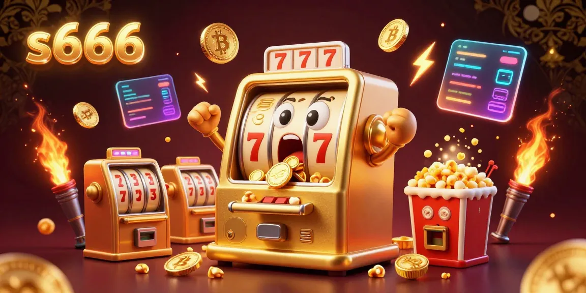 Experience the thrill of winning with s666's golden slot machine releasing coins and cheering baby slots.