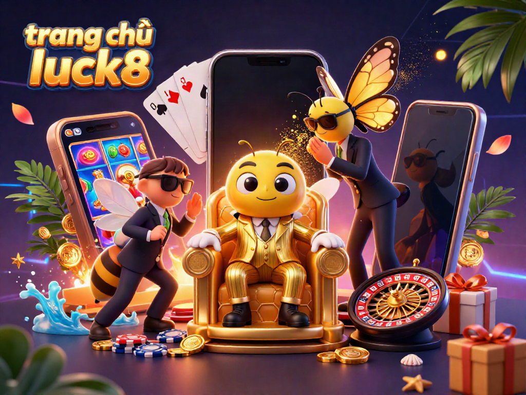 Experience the vibrant atmosphere of trang chủ luck8 with a whimsical bumblebee mob boss in a dynamic casino scene.