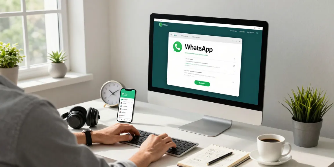 Professional workspace showcasing WhatsApp電腦版 on desktop, highlighting effective communication tools.