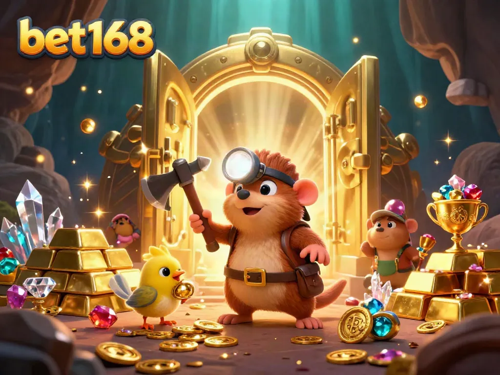 Experience the thrill of betting at bet168 with a treasure-filled cave adventure.
