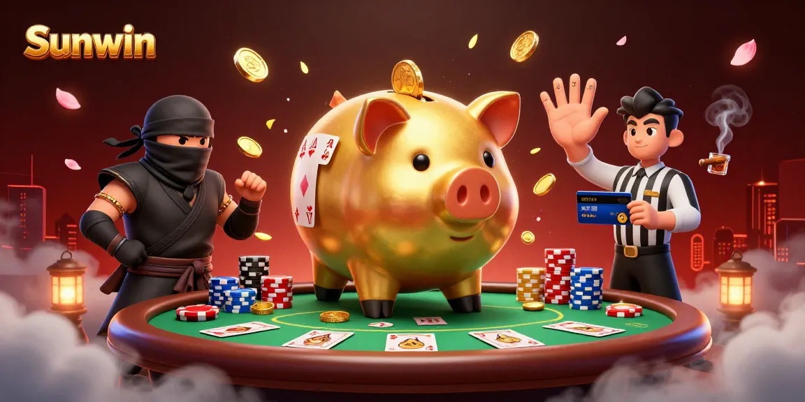 Experience thrilling action at Sunwin with a dynamic scene of cartoon characters engaging in poker.