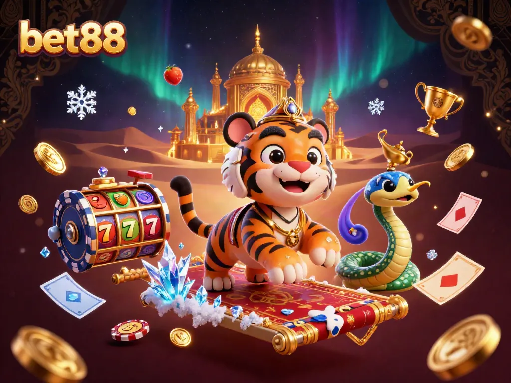 Bet88 showcases thrilling online slots action with a dynamic casino environment in a captivating scene.