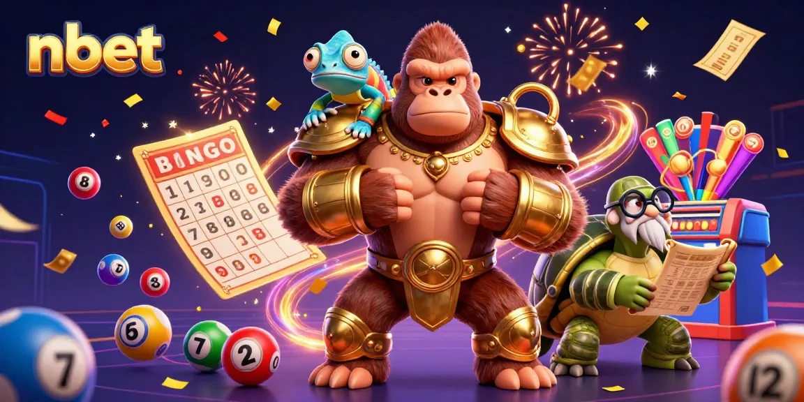 Engage in thrilling casino action with nbet, featuring a powerful gorilla king and vibrant game elements.