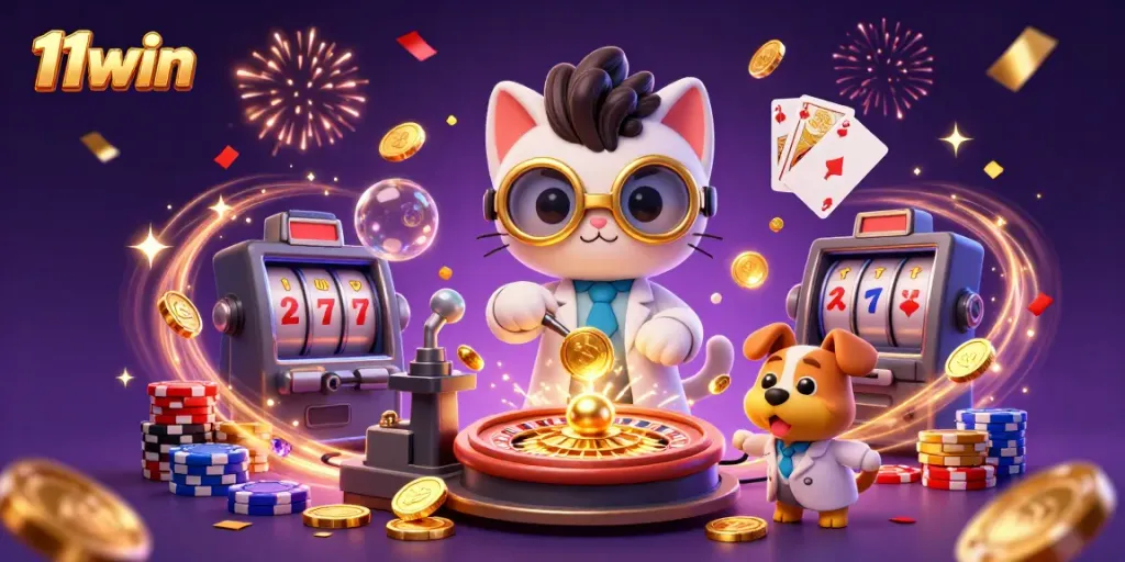Experience thrilling games and golden wins at 11win with lively characters and casino elements.