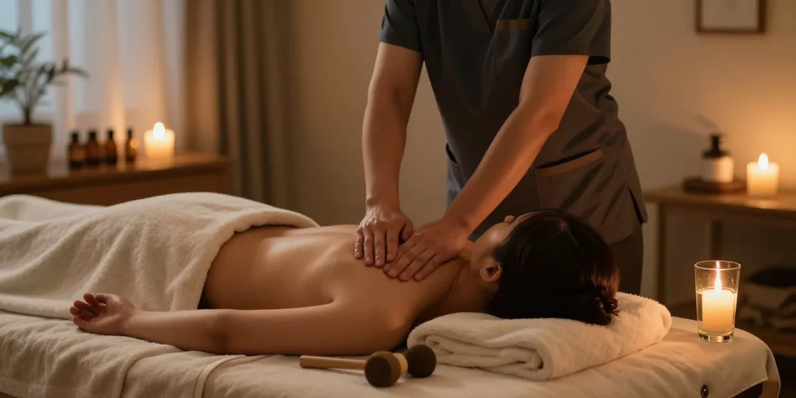 Enjoying 출장안마 services in a cozy home atmosphere with calming elements.