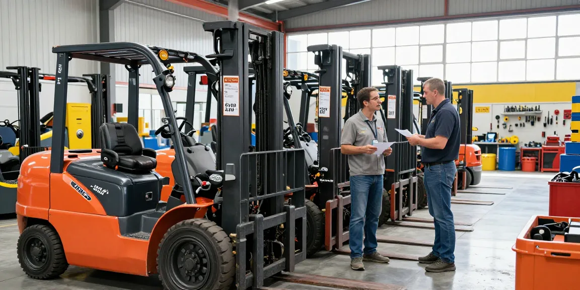 Gebrauchte Linde Gabelstapler zum Verkauf, die gebrauchte Gabelstapler in einer industriellen Lagerumgebung hervorheben.