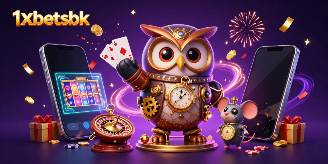 Engage with 1xbetsbk at a vibrant casino scene featuring dynamic game elements and colorful energy.