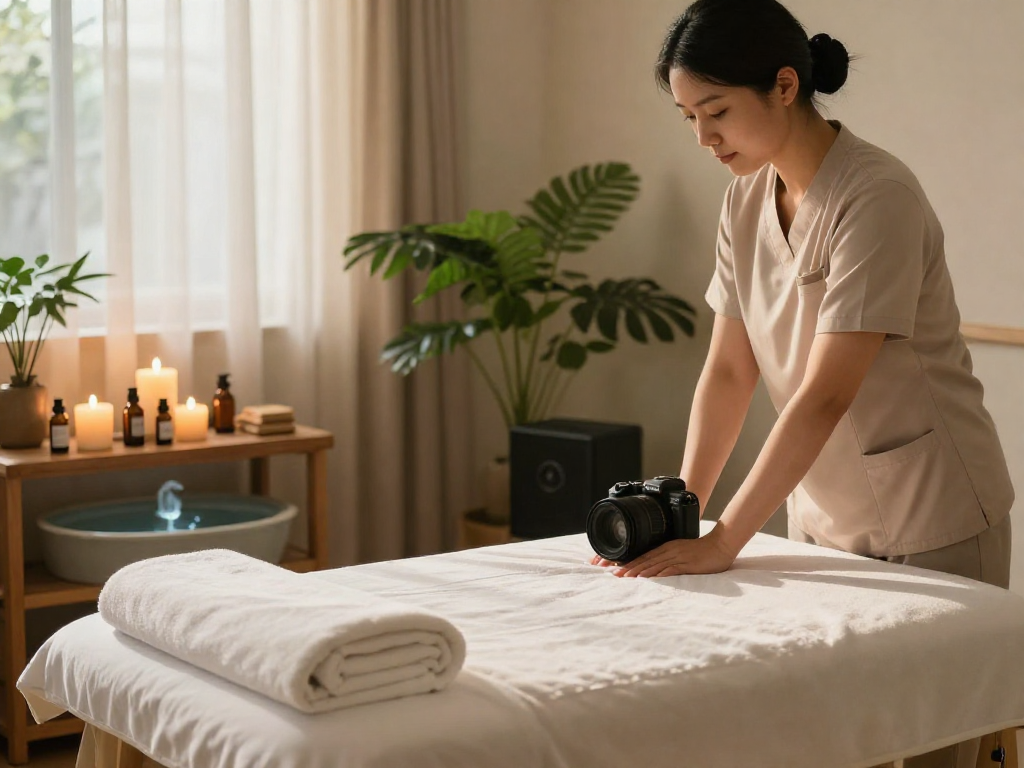 Relaxing spa scene for 의정부출장안마 treatments with soothing atmosphere and professional setup.
