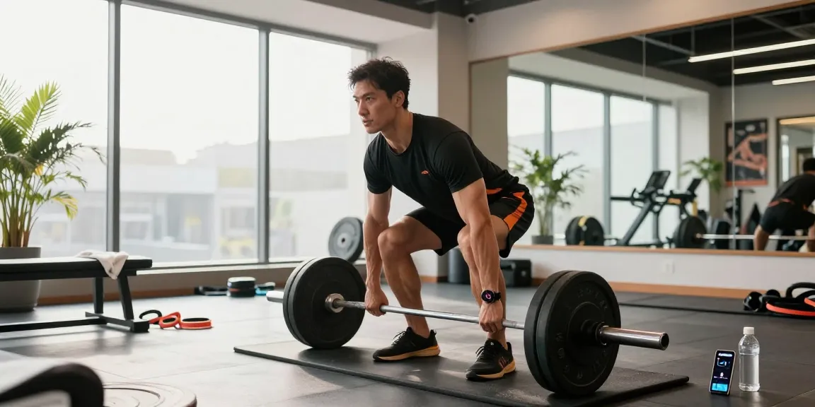 Anabolika-Shop für Bodybuilder mit Sportler, der im Fitnessstudio Krafttraining macht.