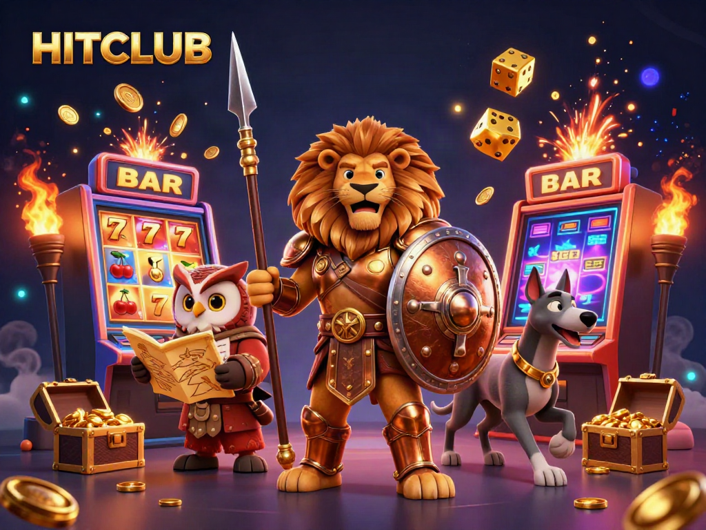Engaging illustration of HITCLUB featuring characters and dynamic casino elements