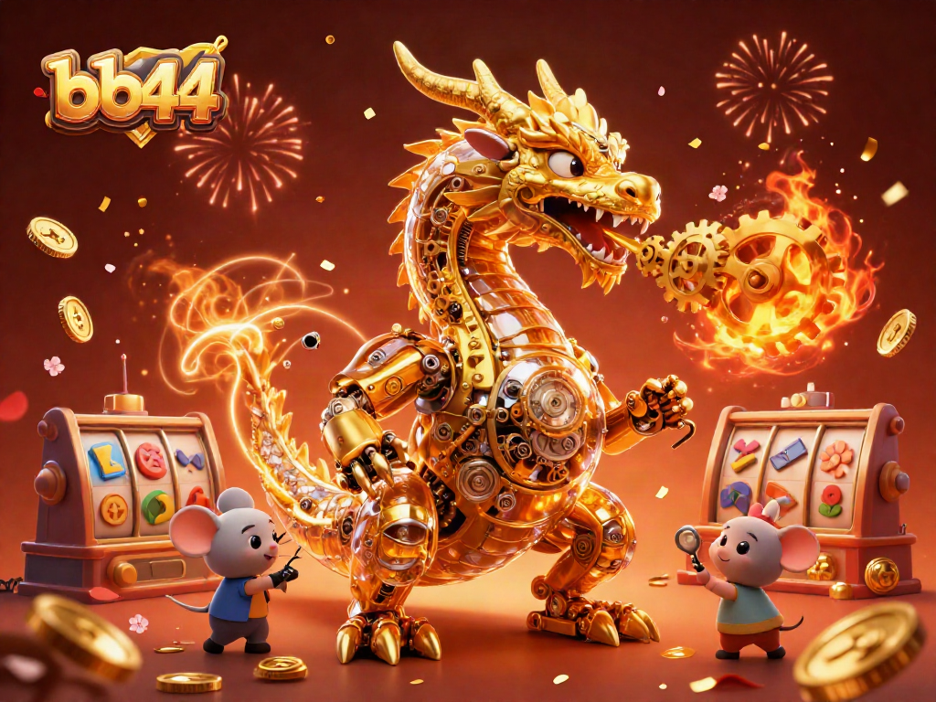 Spin the reels and uncover treasures with bb44 in this vibrant casino scene featuring mythical characters.