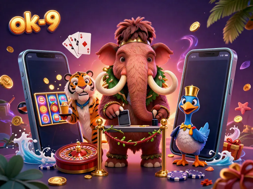 Experience the excitement at ok-9 with a woolly mammoth bouncer checking ID, alongside a saber-tooth tiger VIP and a dodo bird doorman.