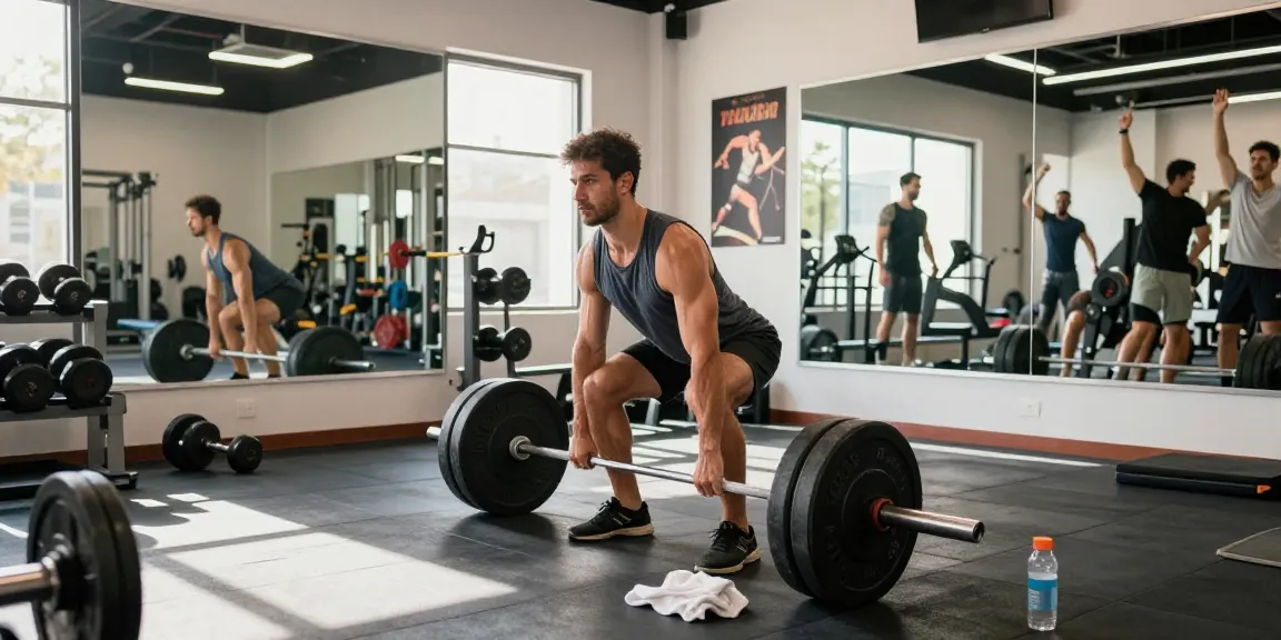 Anabolika kaufen im Fitnessstudio: Athlet beim Training mit Gewichten für Muskelaufbau.