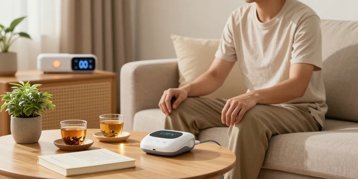 Vagusnervstimulation gerät testsieger showcasing a user-friendly device in a serene home setting for relaxation.