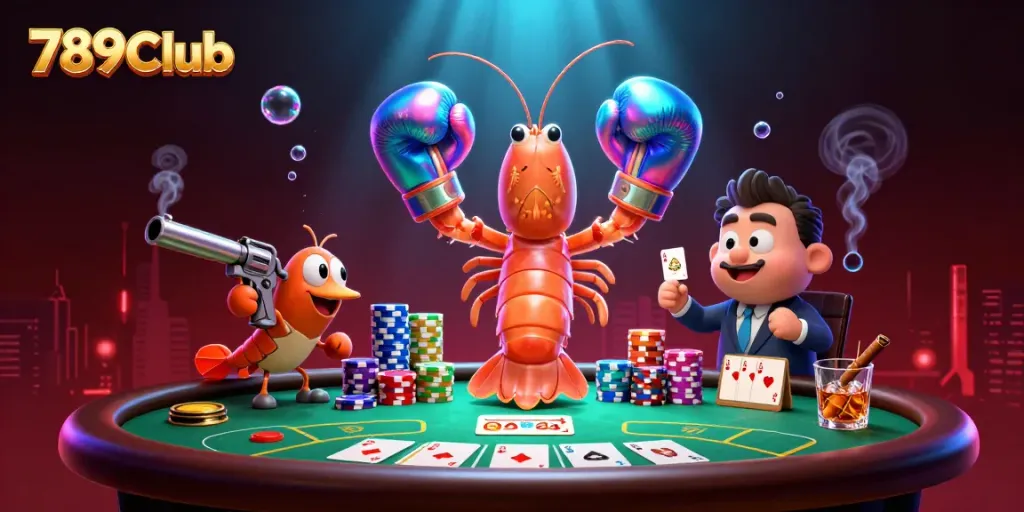 Experience high-stakes action with 789Club's dynamic gambling scene featuring colorful poker elements.
