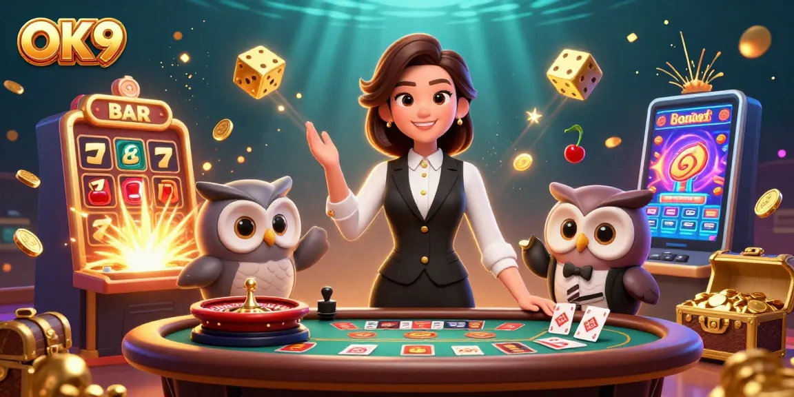 Engage with thrilling gaming at OK9's lavish casino environment featuring charming dealers.