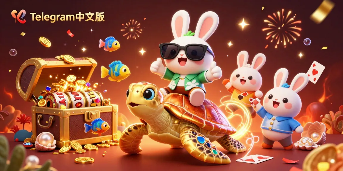 准备好与Telegram中文版一起赢取丰厚的赌场财宝，幸运兔子骑在金色乌龟上！