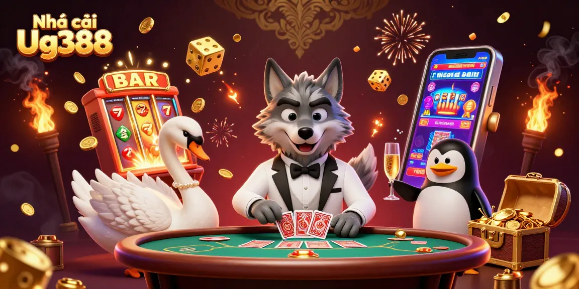 Experience excitement at Nhà cái Ug388 with vibrant characters and captivating casino elements.