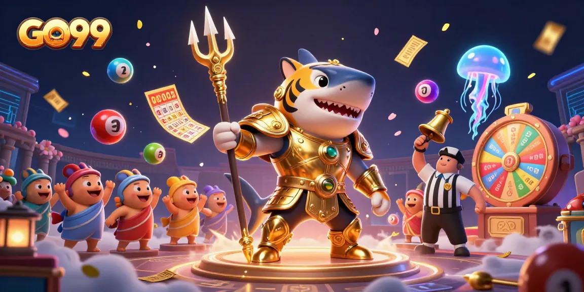 Play GO99 to win exciting lottery prizes in a vibrant underwater colosseum scene.
