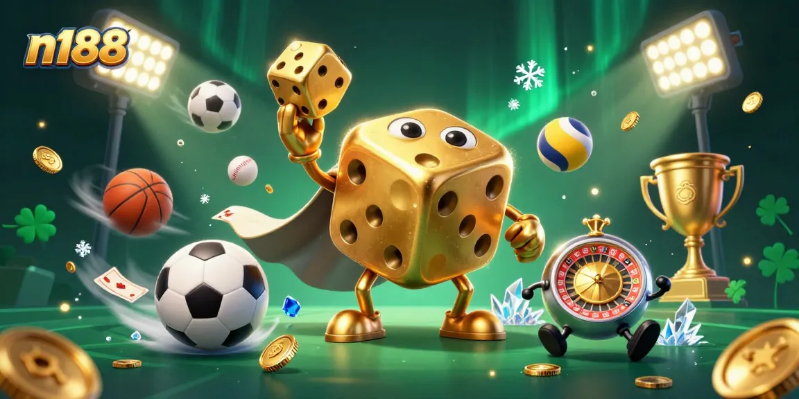 Experience n188's exciting gaming world with dynamic characters and vibrant casino elements.
