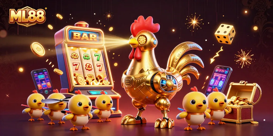 Experience exhilarating jackpots with ML88 in this vibrant casino-themed digital art illustration.