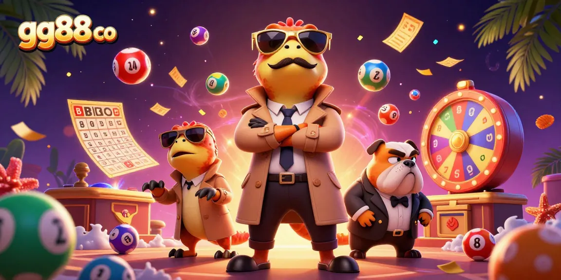 Experience fun at gg88 co with colorful lottery elements and playful characters in a dynamic casino scene.