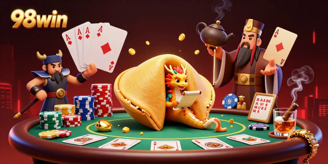 Engage with thrilling 98win gameplay featuring vibrant casino characters and dynamic poker elements.