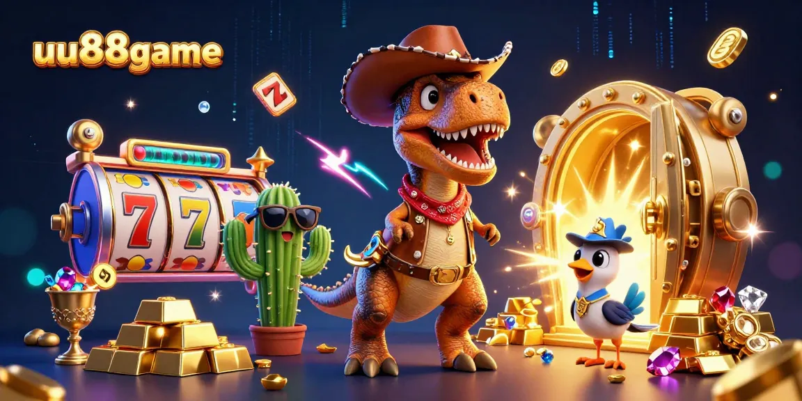 Win big with uu88game in a vibrant 3D casino scene featuring engaging characters and enticing game elements.