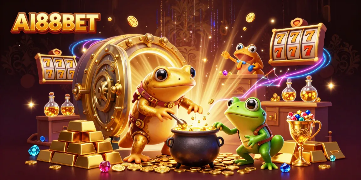 Win big at AI88BET with this vibrant casino illustration showcasing magical elements and dynamic gaming.